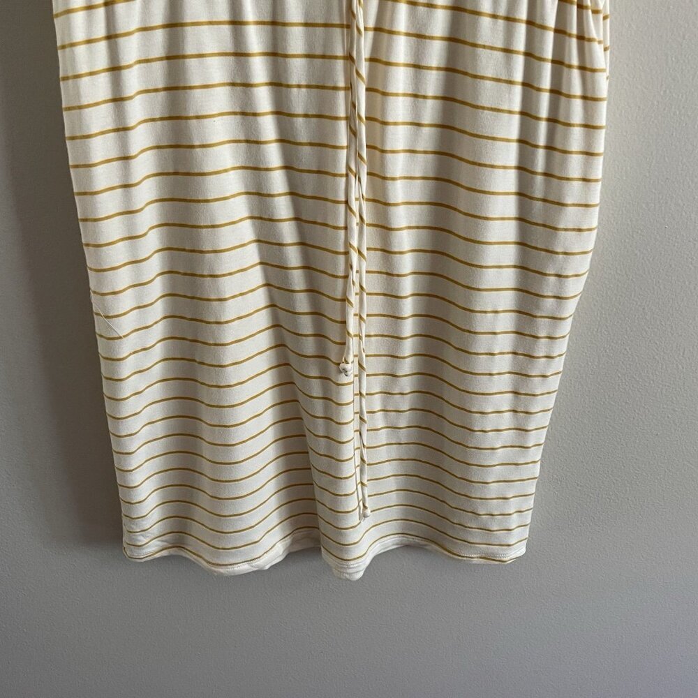 Betsey's Boutique Shop Women S White/Yellow Striped Drawstring Waist Dress NWT - Picture 2 of 11